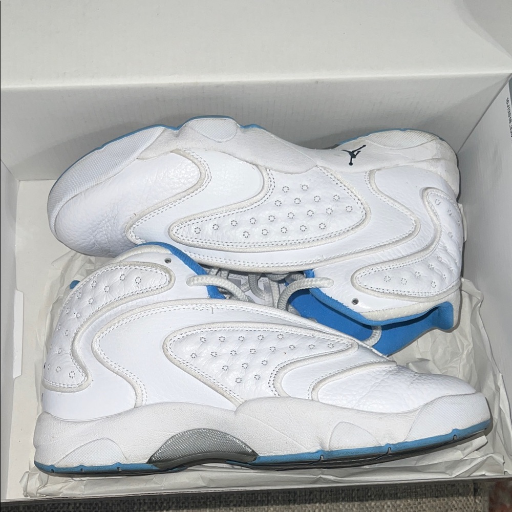 WMNS Air Jordan OG (White and Blue Athletic Sneakers)